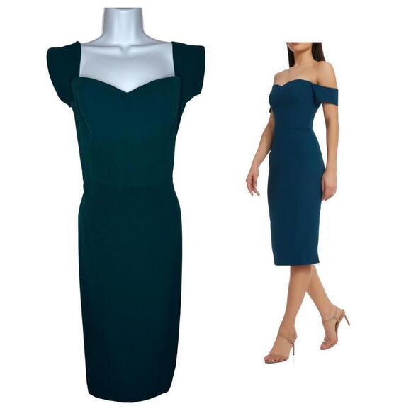 Dress the Population Dresses & Skirts - NWT Dress The Population Sz XL Baily Off the Shoulder Pencil Dress Emerald(1601)